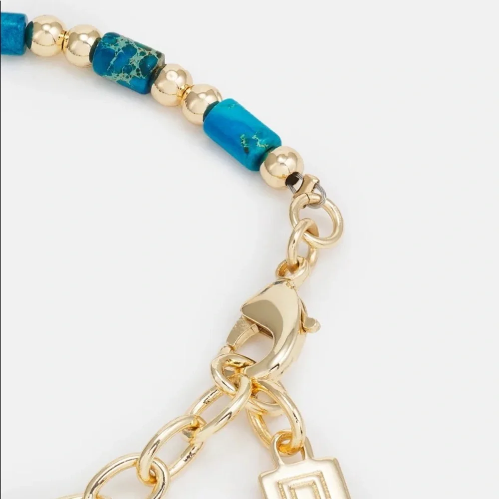 DANNIJO Augustine 10k Goldplated & Turquoise Peace Beaded Bracelet NWT - Picture 9 of 16